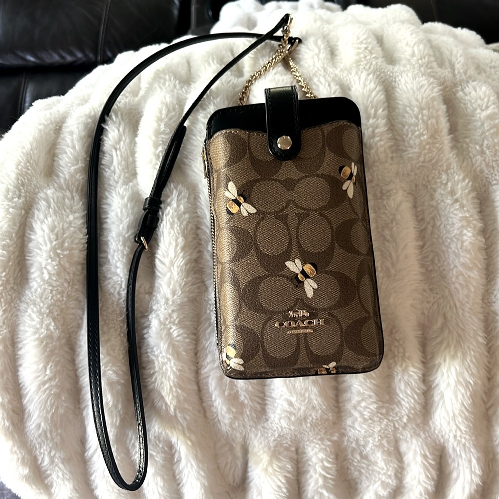 Coach phone crossbody Bumble Bee Signature canvas